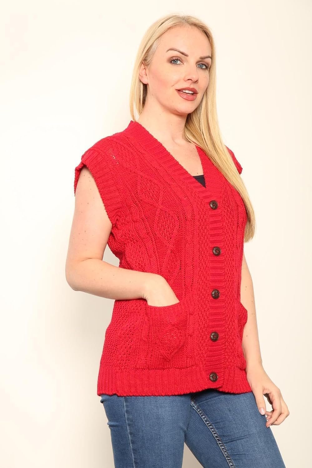 Sleeveless Button Cardigan